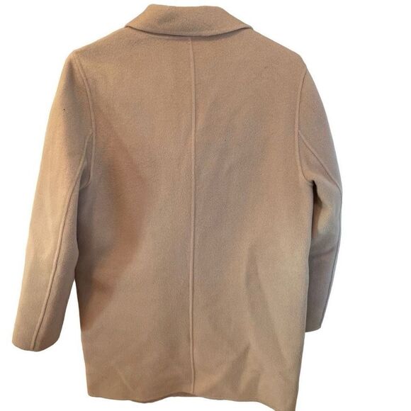 Gentle Herd Coat Womens L Cool Taupe Double Breasted Slim Fit Wide Collar Wool - Picture 2 of 8